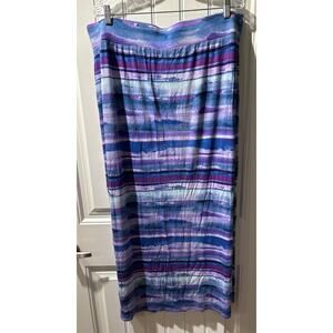 Plus Size Multi-Color Striped Double Split Maxi Skirt, Size XXL (20), Pre-Owned